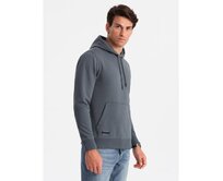 Pánská bavlněná mikina BASIC klokanka s kapucí grafitová Tmavě šedá, S