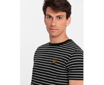 Pánské pruhované tričko s nášivkou Ombre Design černobílé Bílá, S