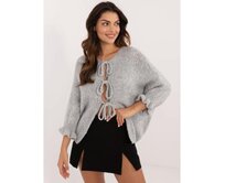 Dámský svetr nadměrné velikosti se zavazováním šedý Šedá, Univerzální