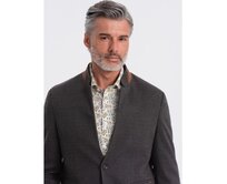 Pánská melanžová bunda z umělého hedvábí se stojáčkem černá melanžová Černá, S