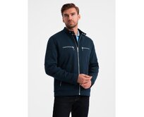 Pánská motorkářská bunda s límcem a kapsami tmavě modrá Námořnická modrá, S