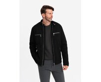 Pánská motorkářská bunda s límcem a kapsami černá barva Černá, XXL