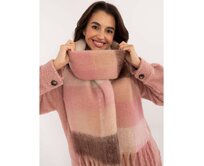 Dámská šála teplá kostkovaná růžová a hnědá Růžová, Univerzální