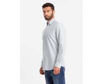 Elegantní pánská oxfordská košile s výšivkou modrá Světle modrá, XXL