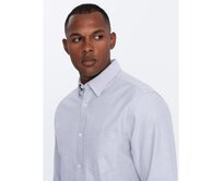 Elegantní pánská oxfordská košile s výšivkou a kapsou modrá Světle modrá, S