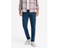 Pánské cargo kalhoty STRAIGHT LEG s kapsami na zip tmavě modré Modrá, S