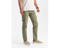 Pánské nákladní kalhoty STRAIGHT LEG s kapsami na zip olivové Olivová, S