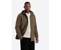Pánská přechodná bunda s kapucí hnědá Hnědá, S
