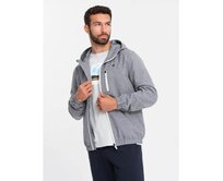Pánská lehká sportovní bunda s fleecovou podšívkou šedá Šedá, S