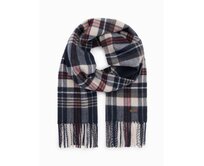 Pánská skotská kostkovaná šála s třásněmi - tmavě modrá a krémová Námořnická modrá, Univerzální