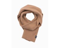 Pánská jednobarevná pletená šála s žebrováním - světle hnědá Hnědá, Univerzální