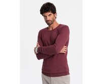 Klasický pánský svetr s kulatým výstřihem - zelený V13 Červená, M