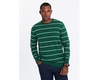 Pánský ležérní svetr s vodorovnými pruhy - zelený Zelená, S