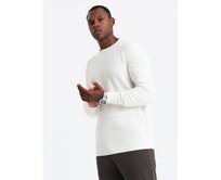 Pánský raglánový svetr s žebrovanými rukávy - bílý Bílá, L