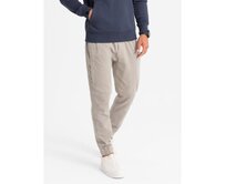 Pánské pletené tepláky se záhyby - popelavé Šedá, S