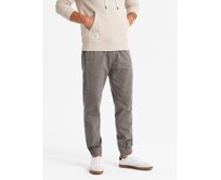 Pánské pletené tepláky se záhyby - grafitová barva Tmavě šedá, M