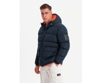 Pánská sportovní teplá bunda s dvojitou kapucí - tmavě modrá Námořnická modrá, S