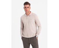 Pánská strukturovaná polokošile s dlouhým rukávem a nášivkou - popelavá V3 Šedá, S