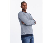 Pánský svetr RELAXED FIT se vzory – tmavě modrý V1 OM-SWSW-0111 Námořnická modrá, S