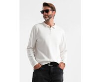 Pánská polokošile s dlouhým rukávem a límcem na zip - bílá V1 OM-POLS-0130 Bílá, S