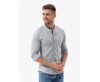 Pánská SLIM FIT košile z dekorativní látky - modrá V1 Černá, XXL