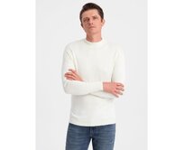 Pánský pletený poloviční rolák s viskózou - hořčicový V5 Krémová, L