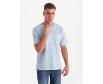 Pánské bavlněné tričko s jemnou výšivkou - krémové V2 Světle modrá, S