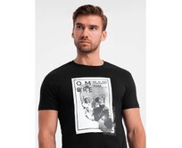 Pánské bavlněné tričko s jemnou výšivkou - krémová V2 Černá, L