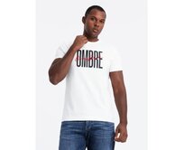 Pánské bavlněné tričko s jemnou výšivkou - krémová V2 Bílá, S