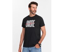 Pánské bavlněné tričko s jemnou výšivkou - krémová V2 Černá, S