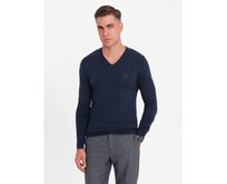 Elegantní pánský svetr s výstřihem do V - tmavě modrý V22 Námořnická modrá, S