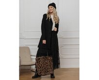 Dámský kabát CLR034 - béžový Černá, XL