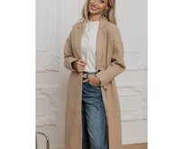 Dámský kabát CLR034 - béžový Černá, L