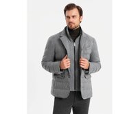 Pánská lehce vyteplená bunda s podšívkou - šedá V1 Černá, L