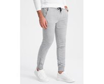 Pánské tepláky jogger - šedý melír V2 Šedá, XXL