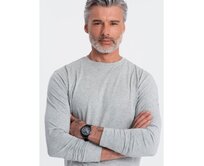 Pánské tričko BASIC s dlouhým rukávem a kulatým výstřihem - šedý melír V3 Šedá, S