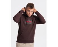 Pánská klasická klokaní mikina s potiskem - tmavě hnědá V2 Hnědá, S