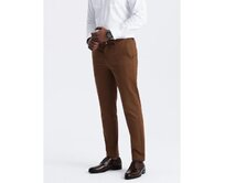 Pánské SLIM FIT chino kalhoty s jemnou strukturou - karamelové V3 OM-PACP-0190 Karamelová, S