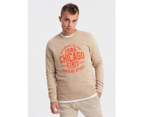 Pánská mikina bez knoflíků s kolektivním potiskem - písková V1 Písková, S