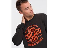 Pánská mikina s kolektivním potiskem - tmavě hnědá V2 Hnědá, S