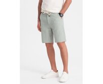 Pánské šortky z úpletu ze lnu a bavlny - světle zelené V2 OM-SRCS-0130 Zelená, XL