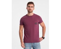 Pánské tričko pro volný čas s našitou kapsou - tmavě růžové V5 Růžová, XL