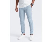 Pánské tepláky ze strukturovaného úpletu - světle modré V4 Modrá, L