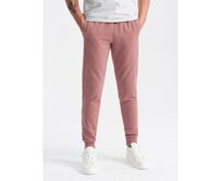 Pánské bavlněné tepláky BASIC jogger - tmavě růžové V4 Růžová, S