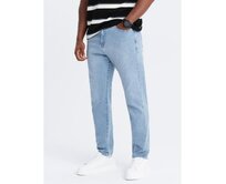 Pánské džínové kalhoty CARROT FIT s jemným odřením - světle modré V2 OM-PADP-0162 Modrá, XXL