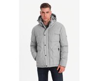 Lehká pánská bunda se síťovanou podšívkou a kapucí - šedá V6 Šedá, S