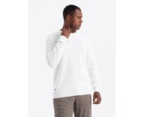 Pánský pletený svetr RELAXED FIT v kosočtvercové vazbě - lomená bílá V1 Bílá, S