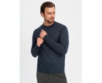 Pánský pletený svetr RELAXED FIT se vzory - tmavě modrý V1 Námořnická modrá, L