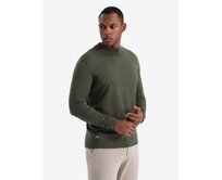 Pletený pánský svetr RELAXED FIT se vzory - tmavě modrý V1 Olivová, L