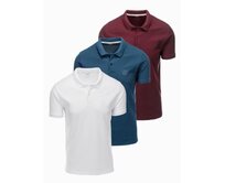 Sada pánských polokošil z pleteného pique úpletu 3-pack - mix V1 Z28 Červená, S